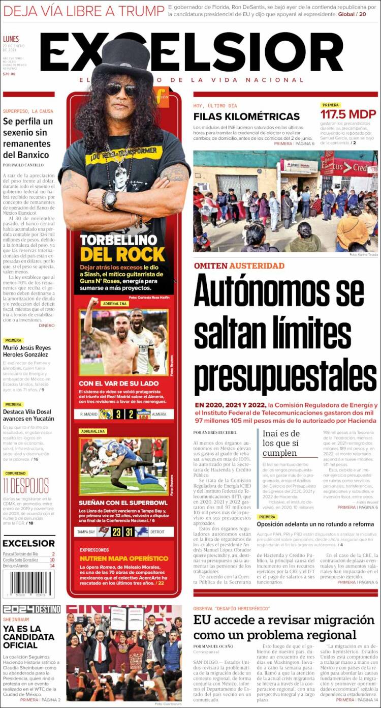 Portada de Excelsior (México)