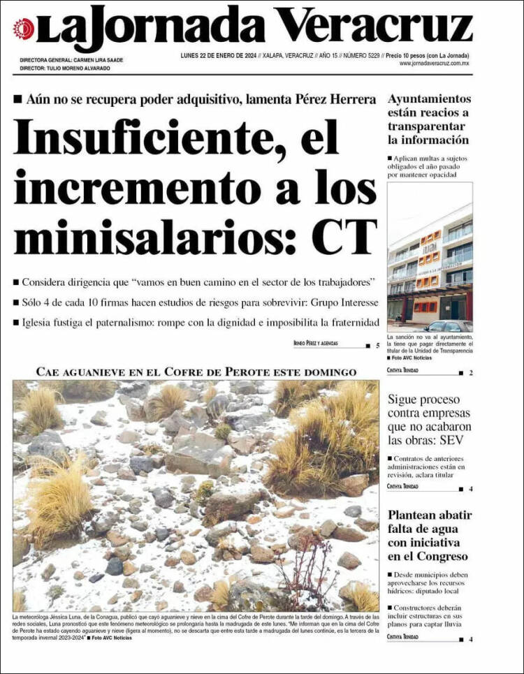Portada de La Jornada Veracruz (México)