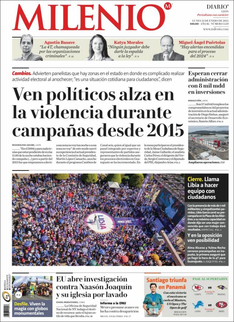 Portada de Milenio de León (México)