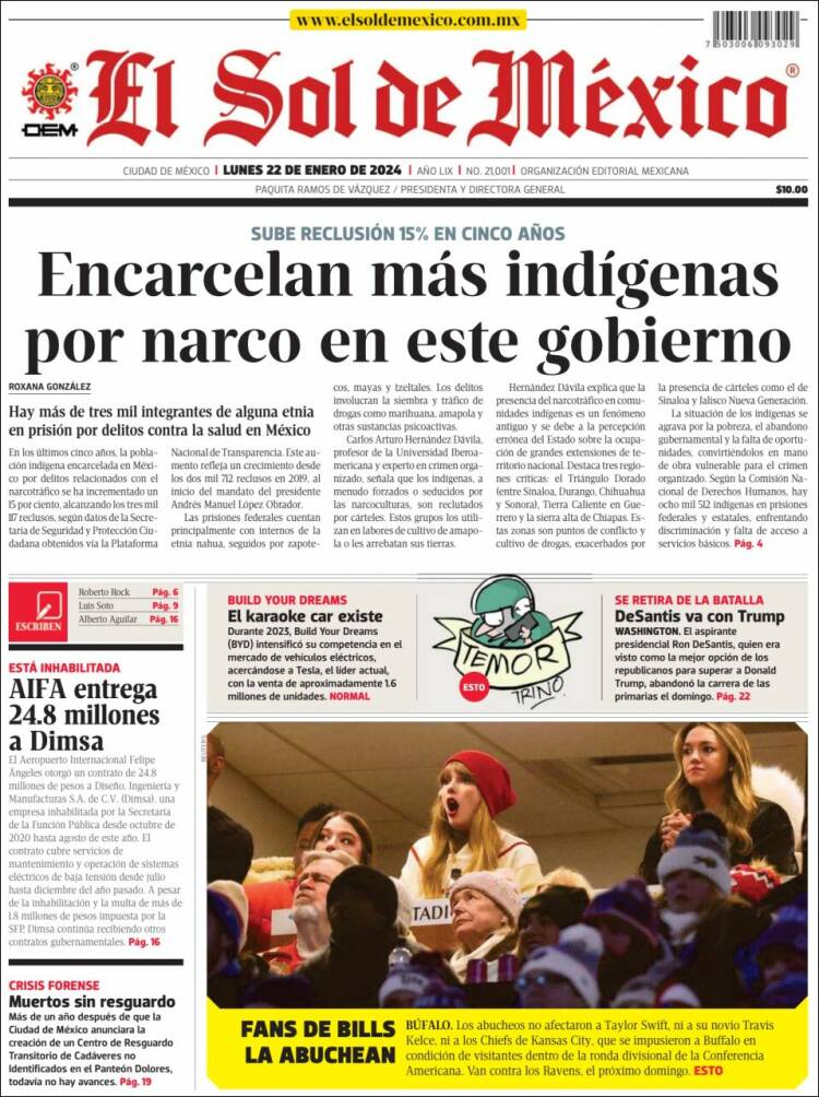 Portada de El Sol de México (México)