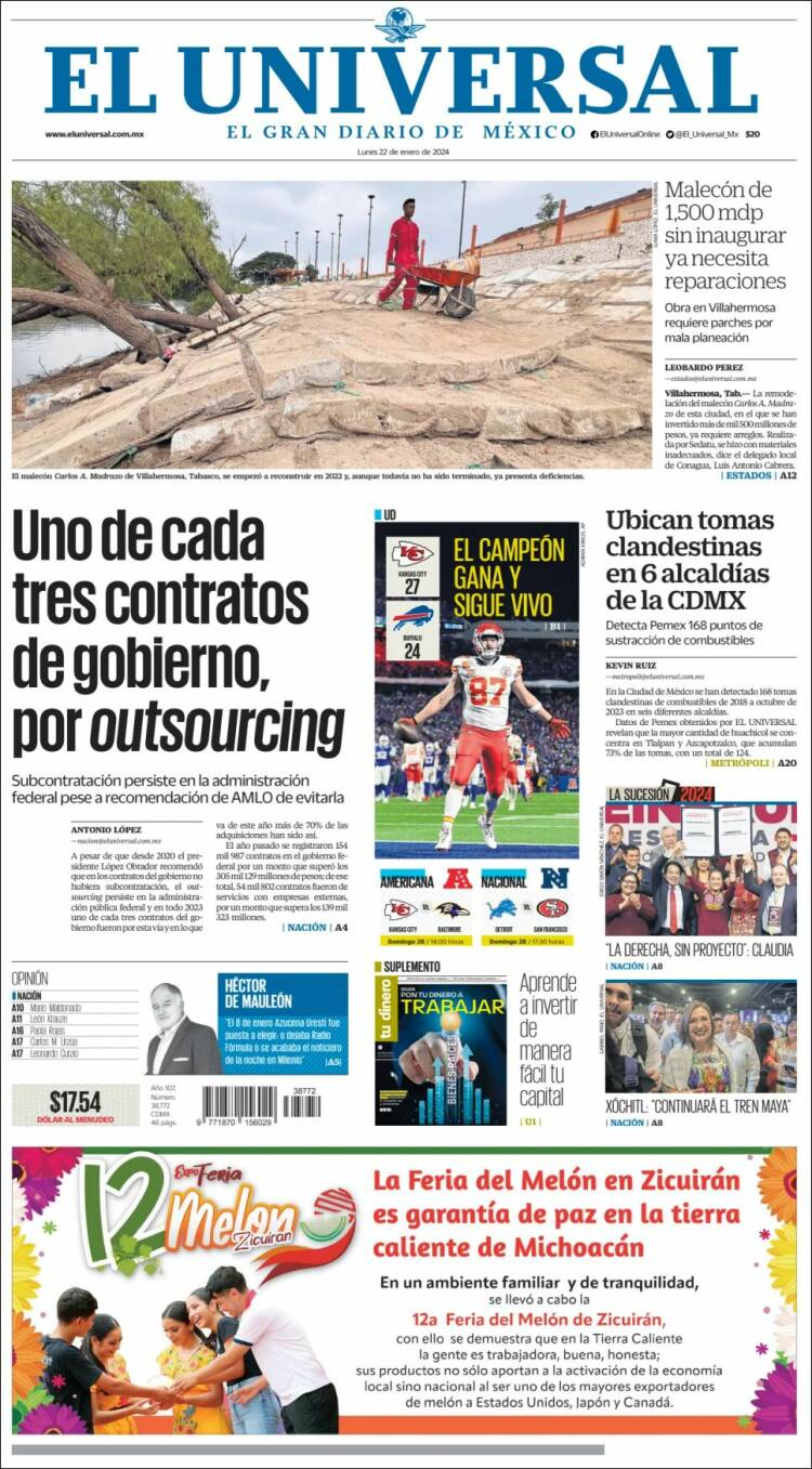 Portada de El Universal (México)