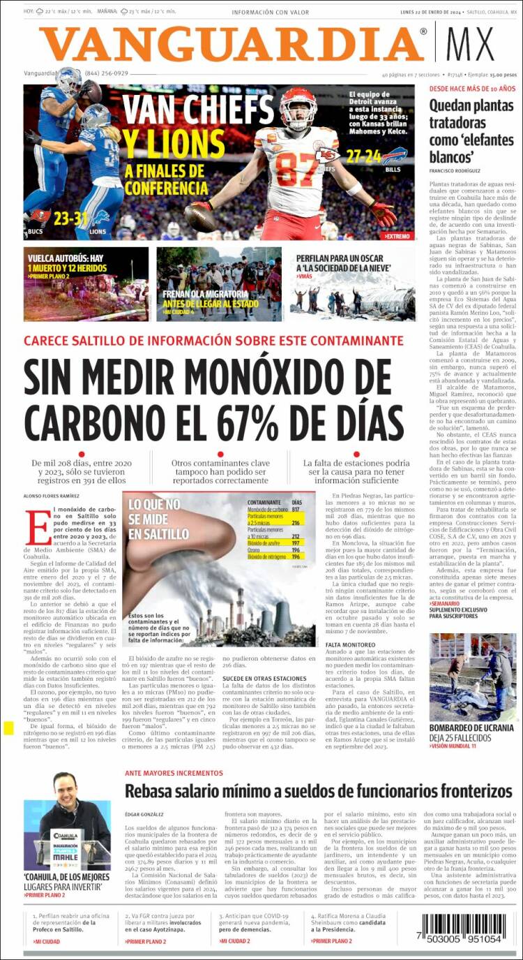 Portada de Vanguardia (México)