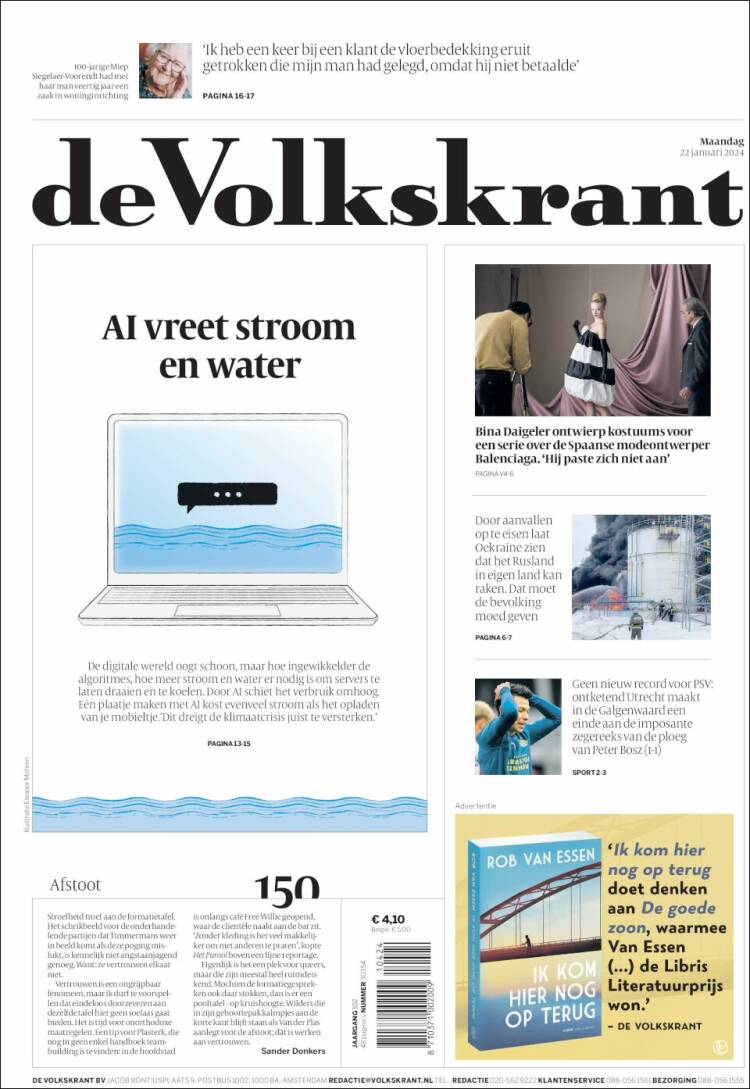 Portada de De Volkskrant (Pa&iacute;ses Bajos)