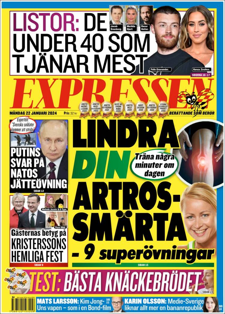 Portada de Expressen (Suecia)