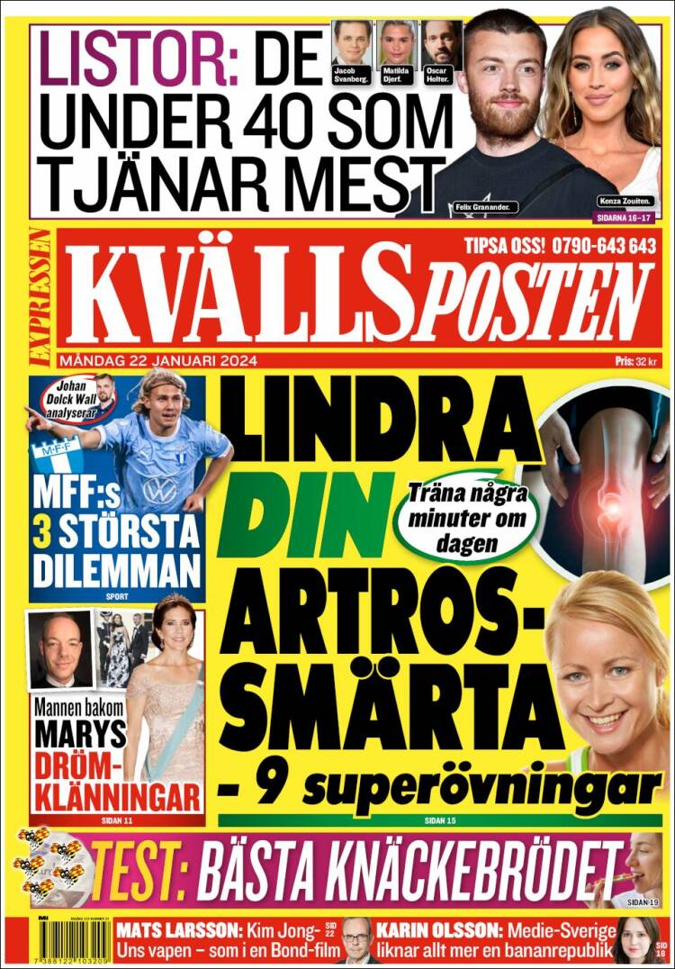 Portada de Kvällsposten (Suecia)