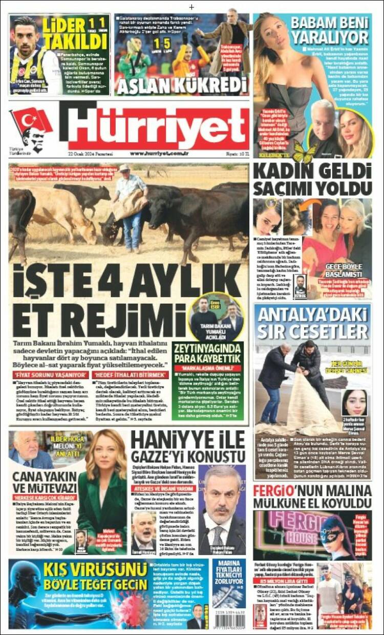 Portada de Hürriyet (Turqu&iacute;a)