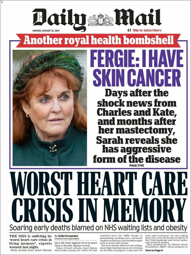 Portada de Daily Mail (Reino Unido)