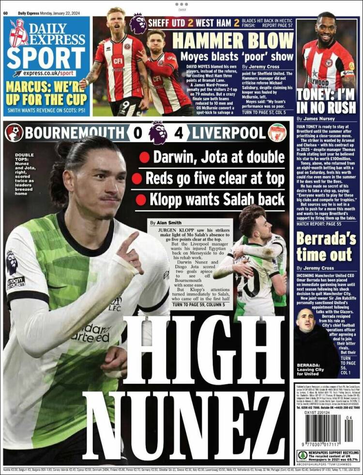 Portada de Express Sport (Reino Unido)