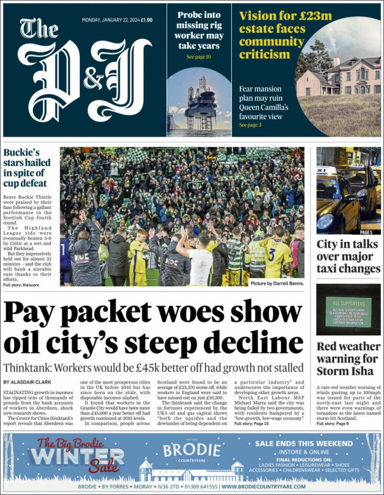 Portada de The Press and Journal (Reino Unido)