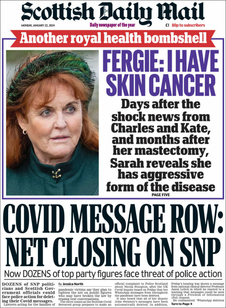 Portada de Scottish Daily Mail (Reino Unido)