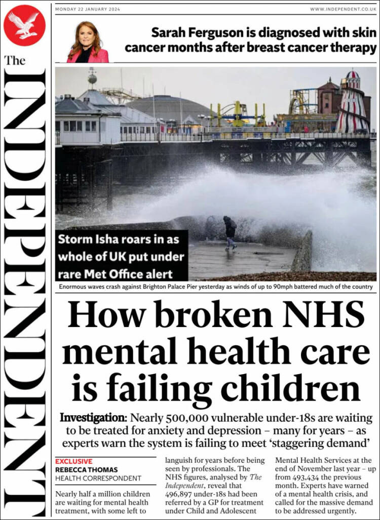 Portada de The Independent (Reino Unido)