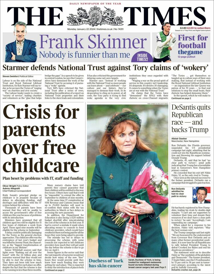 Portada de The Times (Reino Unido)