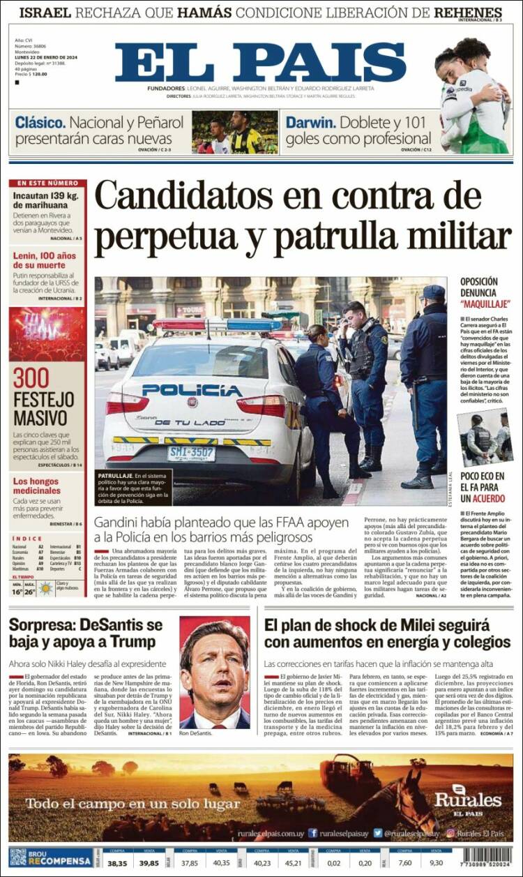Portada de El País (Uruguay)