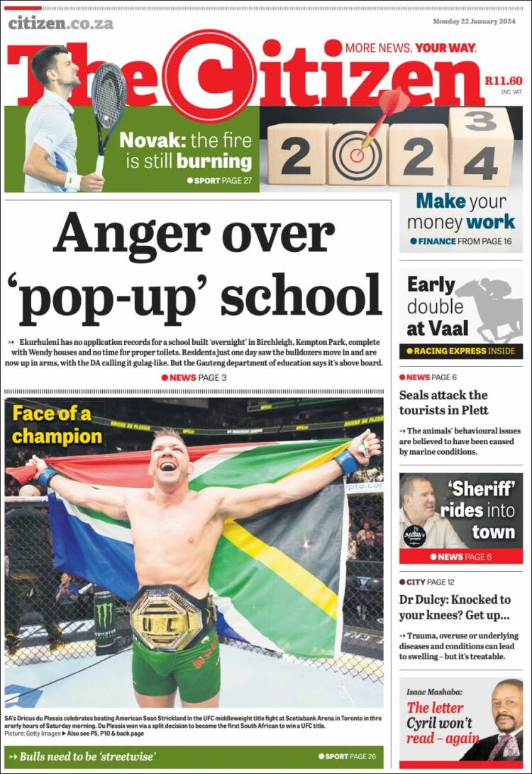 Portada de The Citizen (Sud&aacute;frica)