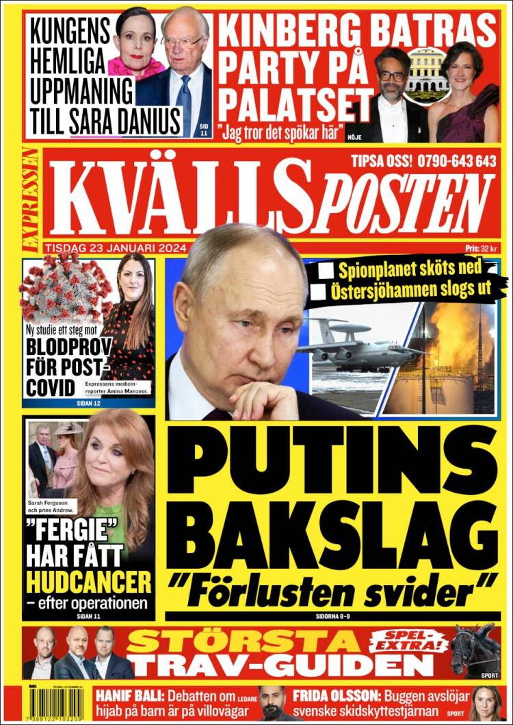 Portada de Kvällsposten (Suecia)