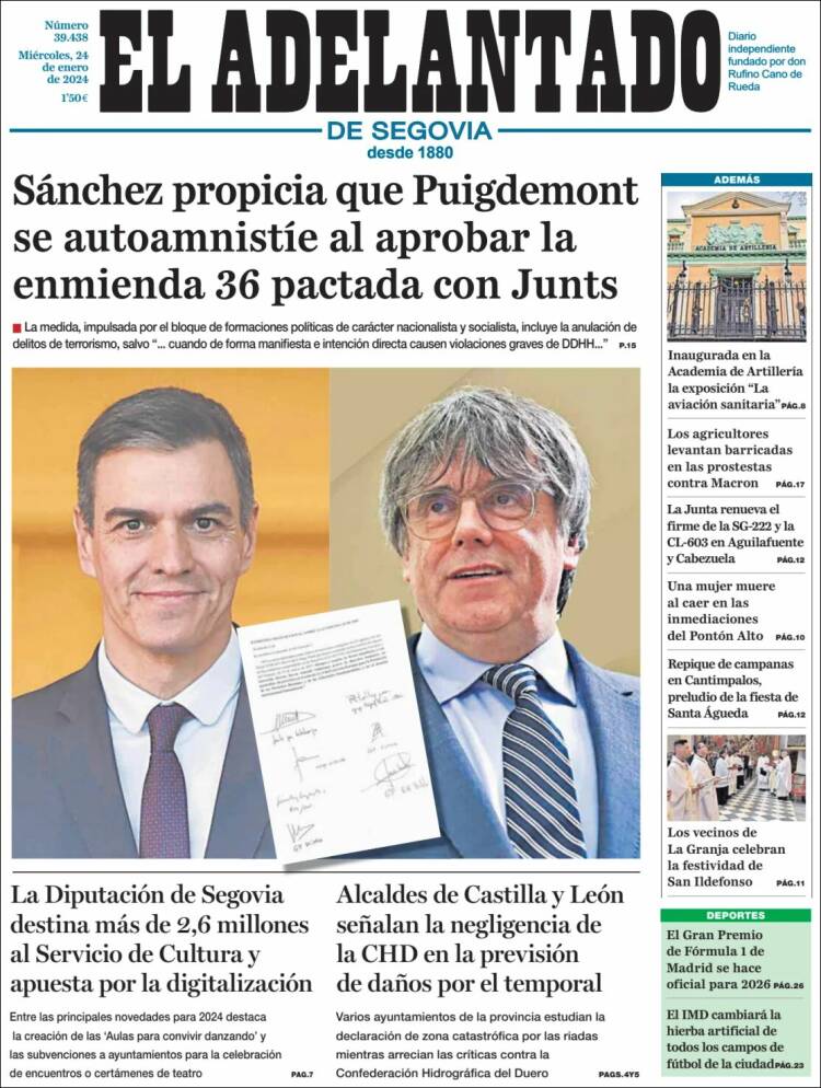 Portada de El Adelantado de Segovia (España)