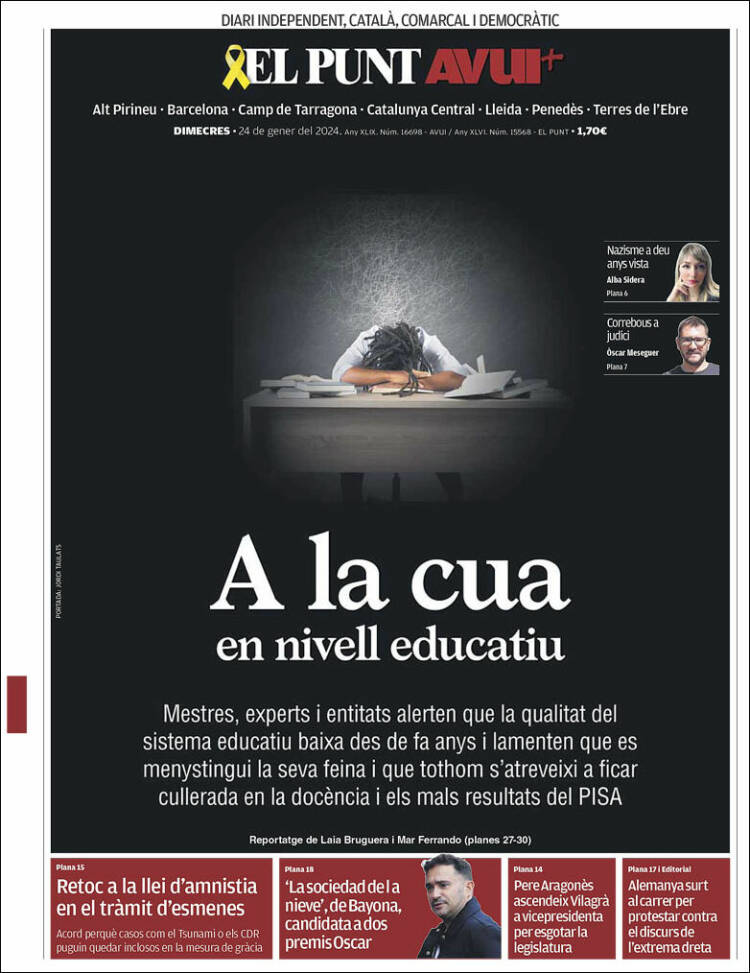 Portada de El Punt Avui (España)