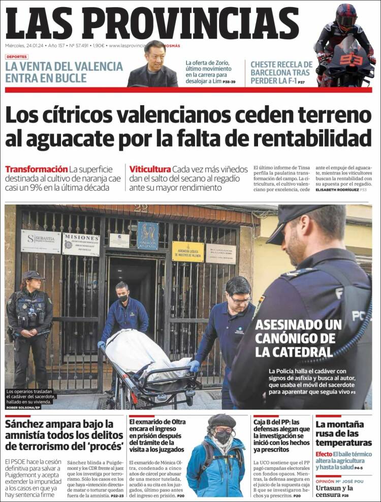 Portada de Las Provincias (España)