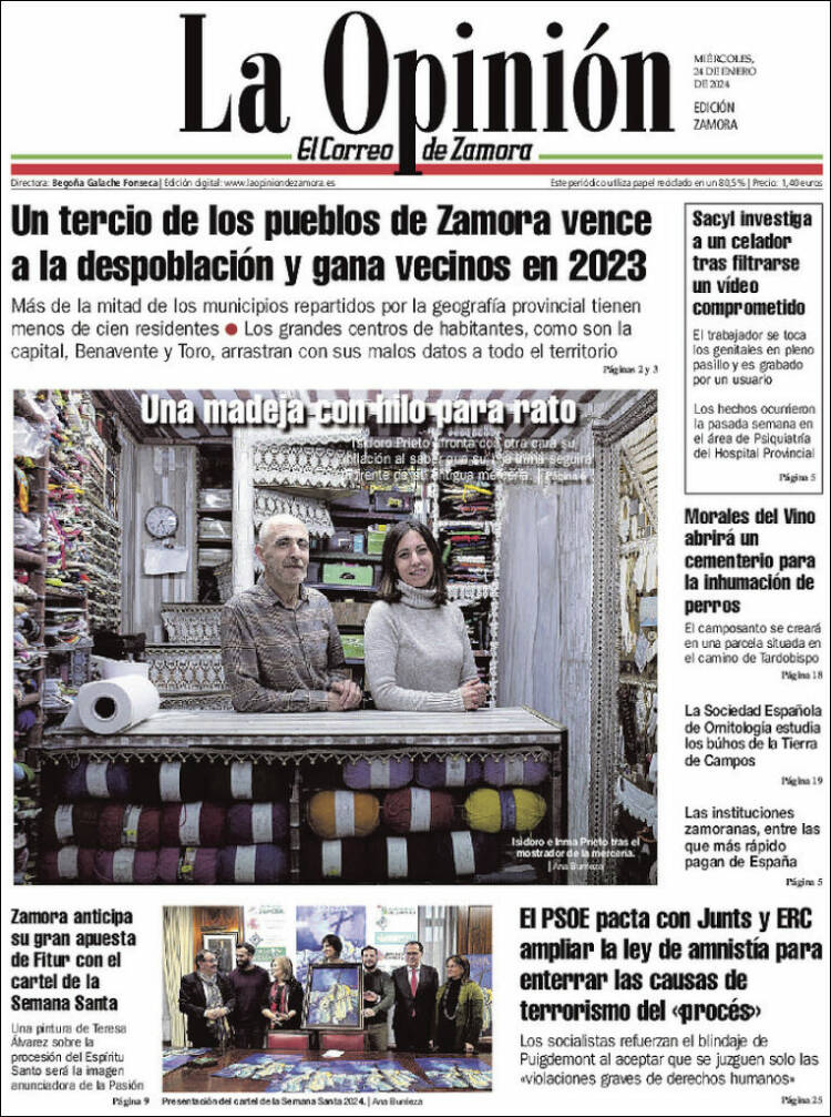 Portada de La Opinión - El Correo de Zamora (España)