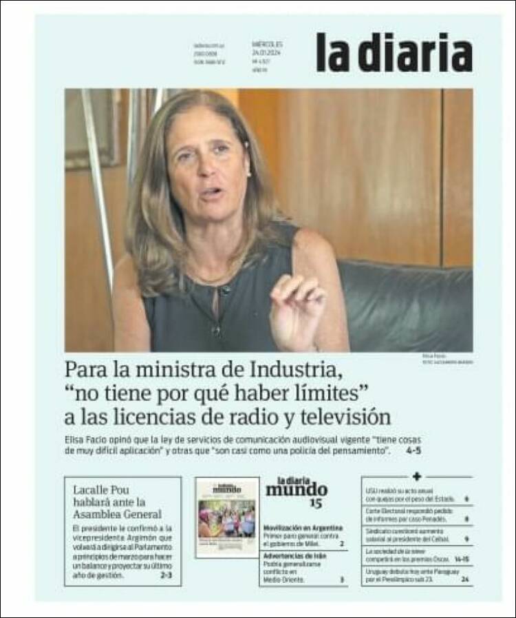 Portada de La Diaria (Uruguay)