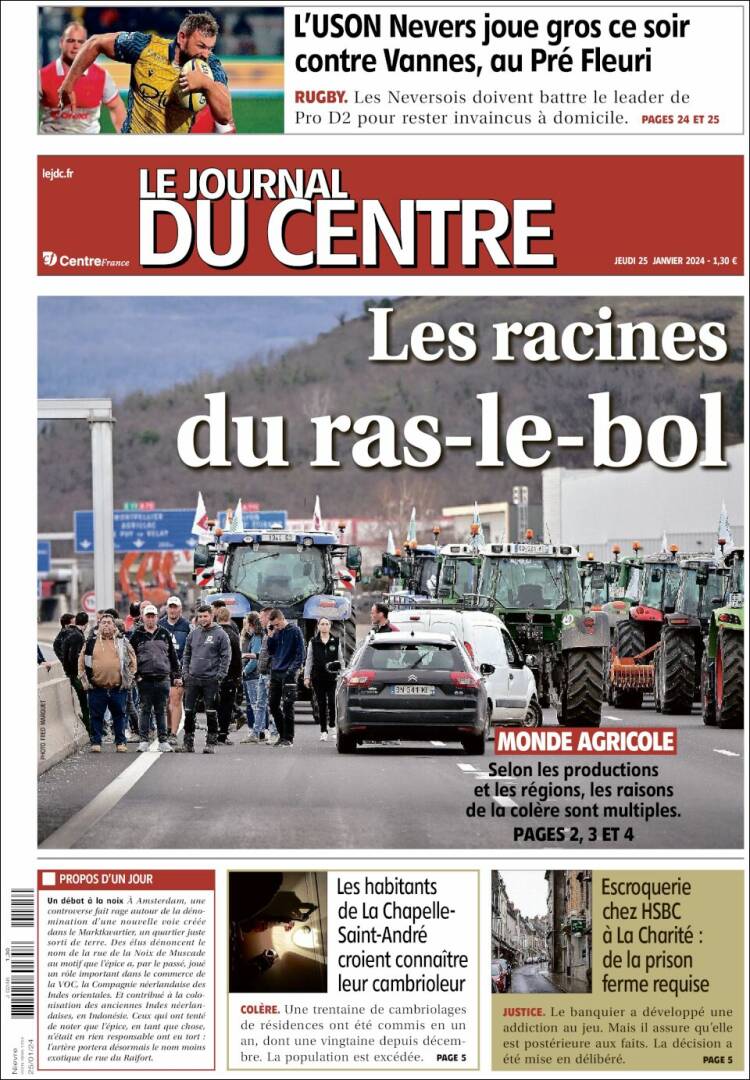 Portada de Le Journal du Centre (Francia)