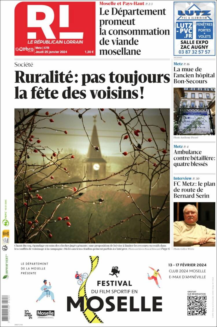 Portada de Le Republicain Lorrain (Francia)