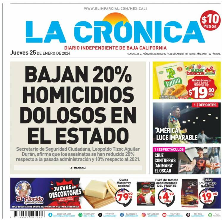 Portada de La Crónica de Baja California (México)