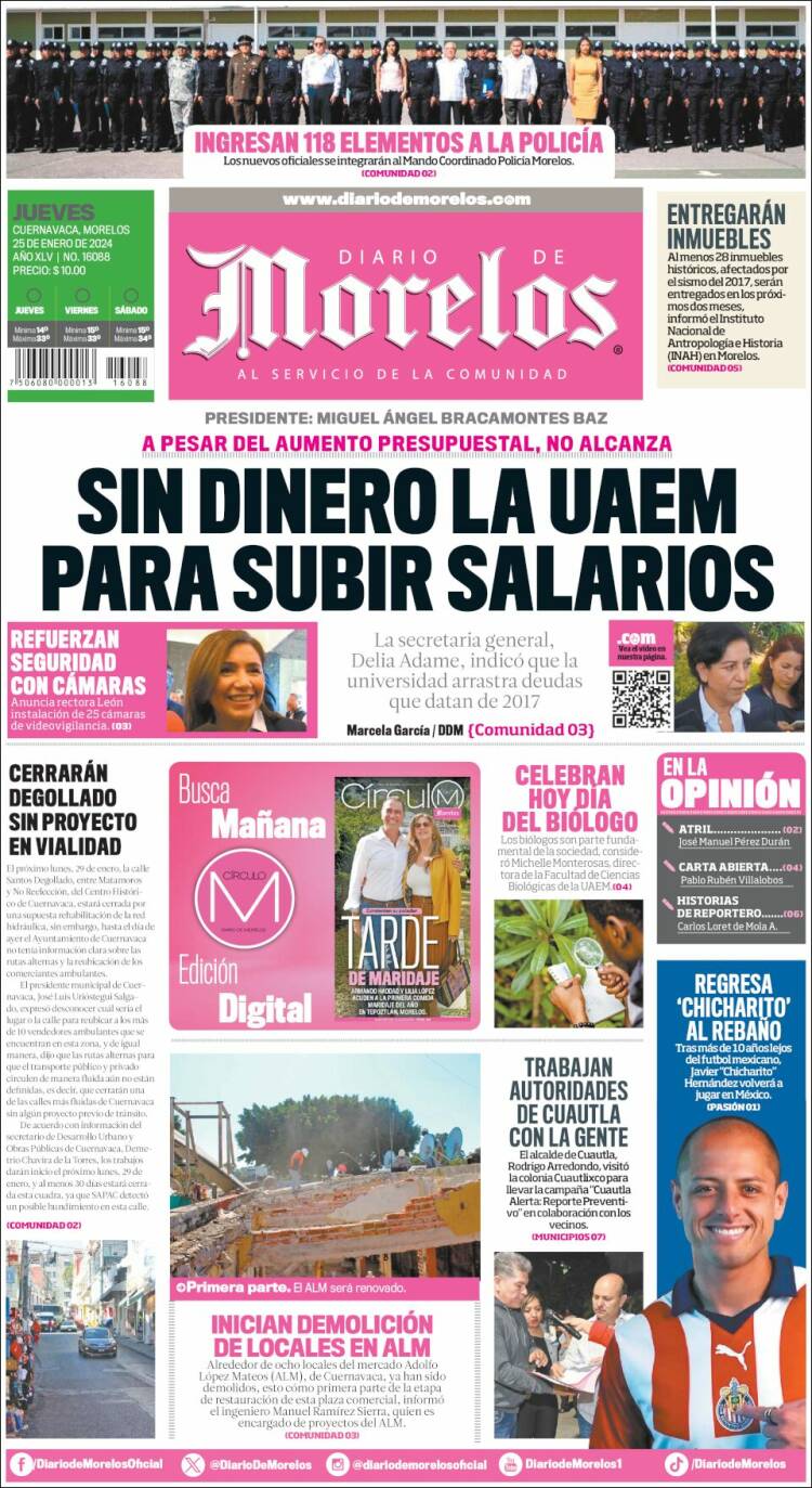 Portada de Diario de Morelos (México)