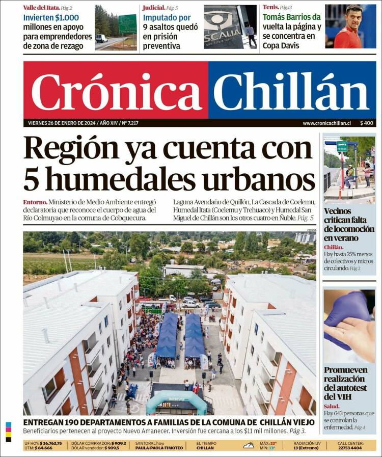 Portada de Crónica Chillán (Chile)