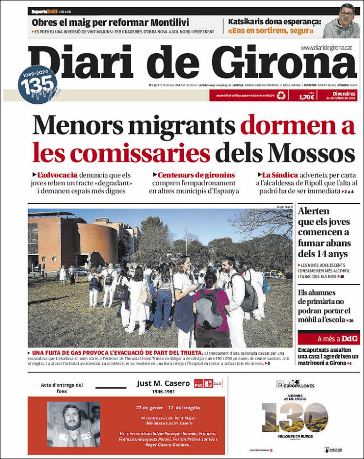 Portada de Diari de Girona (España)