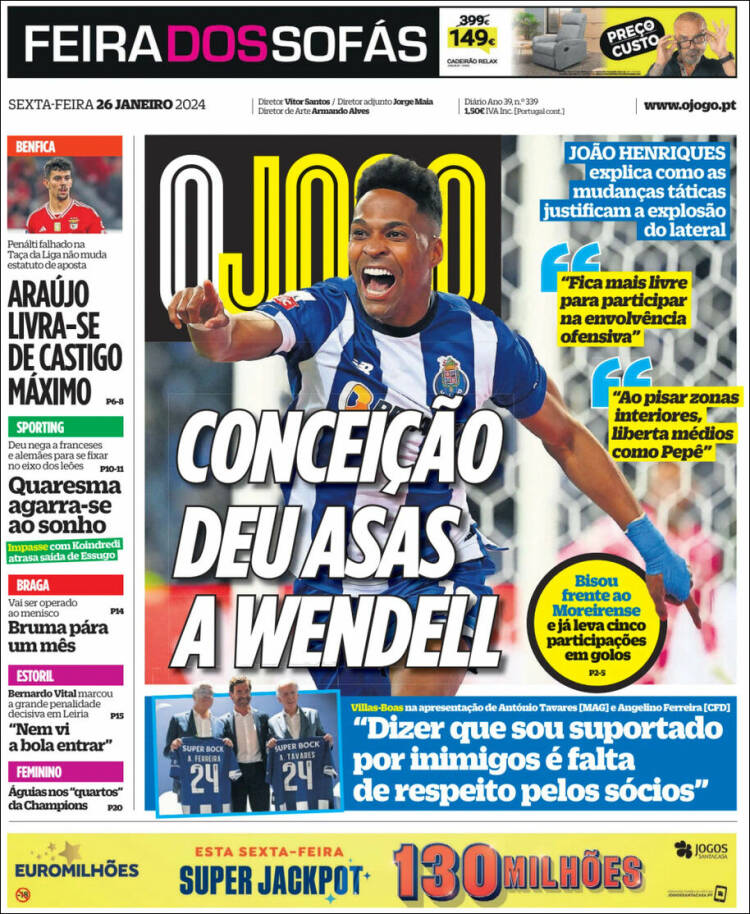 Portada de O Jogo (Portugal)