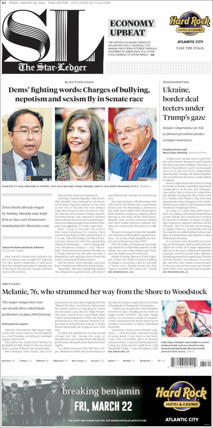 Portada de Star-Ledger (USA)