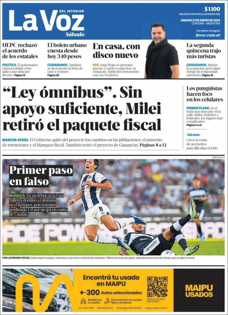 Portada de La Voz del Interior (Argentina)