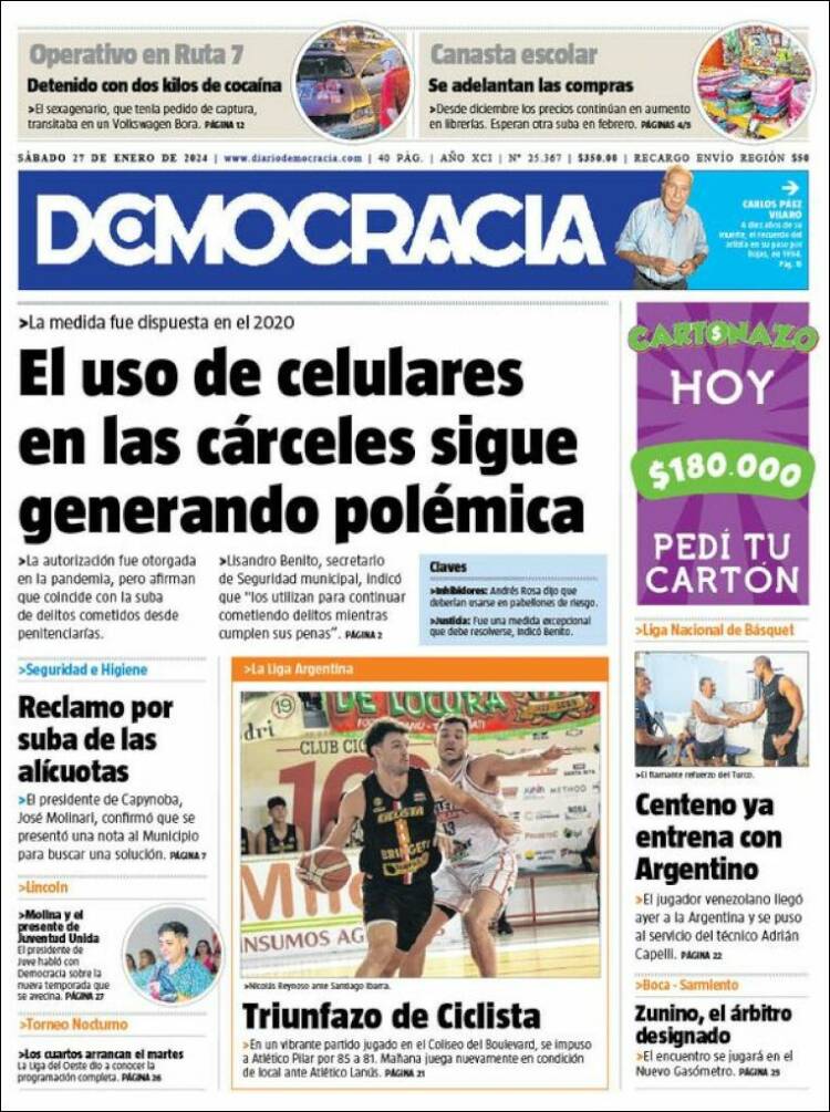 Portada de Diario Democracia (Argentina)