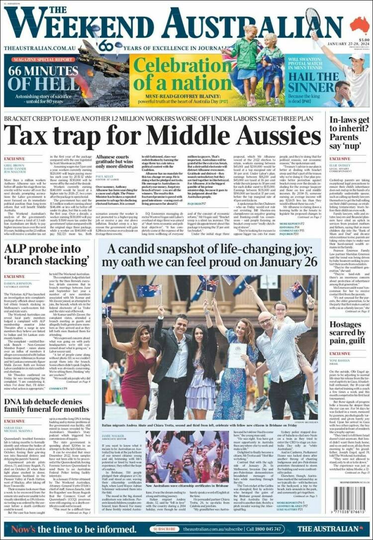Portada de The Australian (Australia)