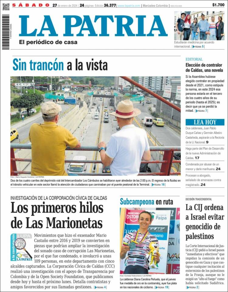 Portada de La Patria (Colombia)