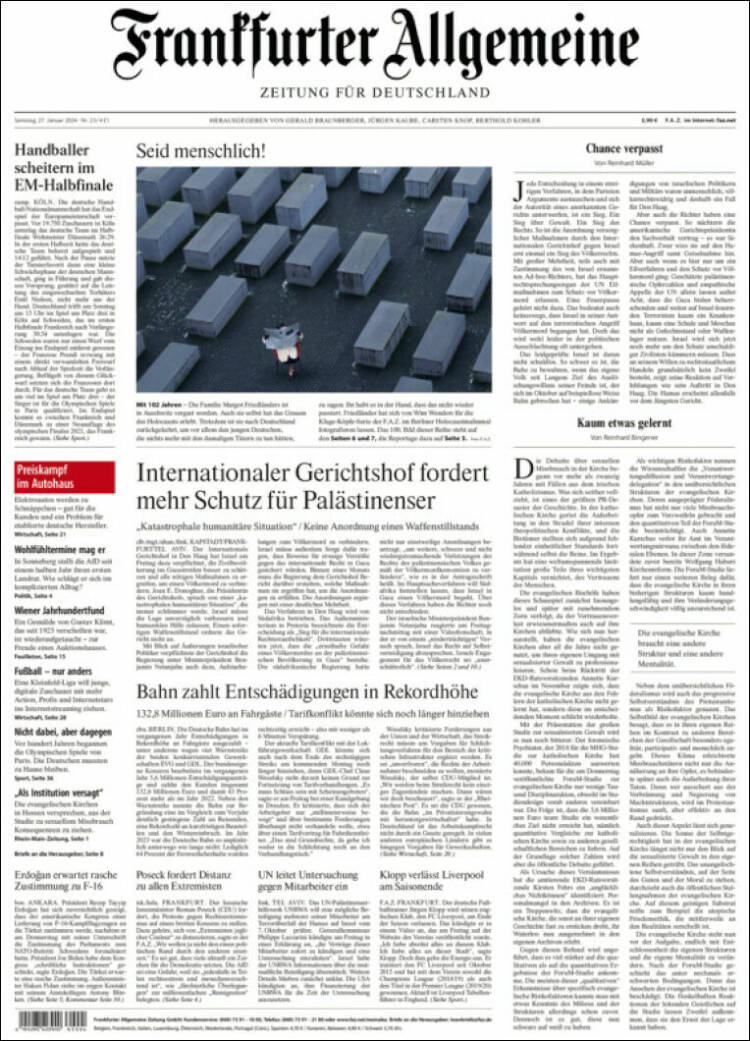 Portada de Frankfurter Allgemeine (Alemania)