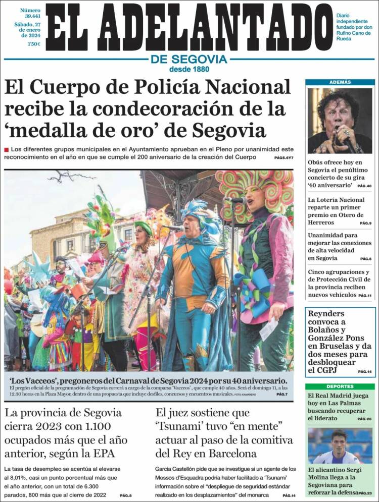 Portada de El Adelantado de Segovia (España)