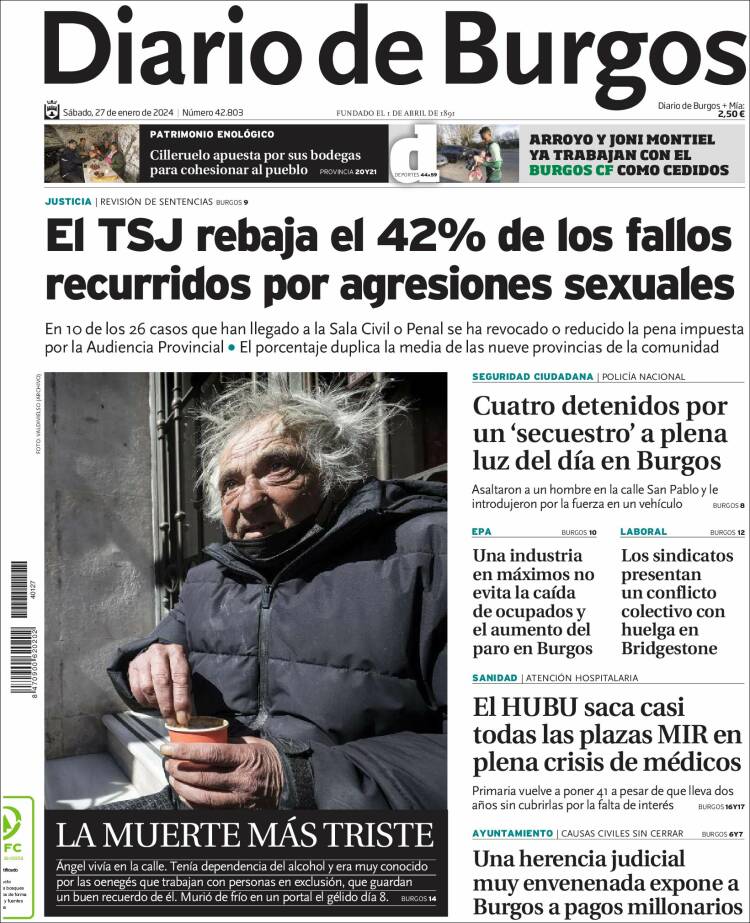 Portada de Diario de Burgos (España)