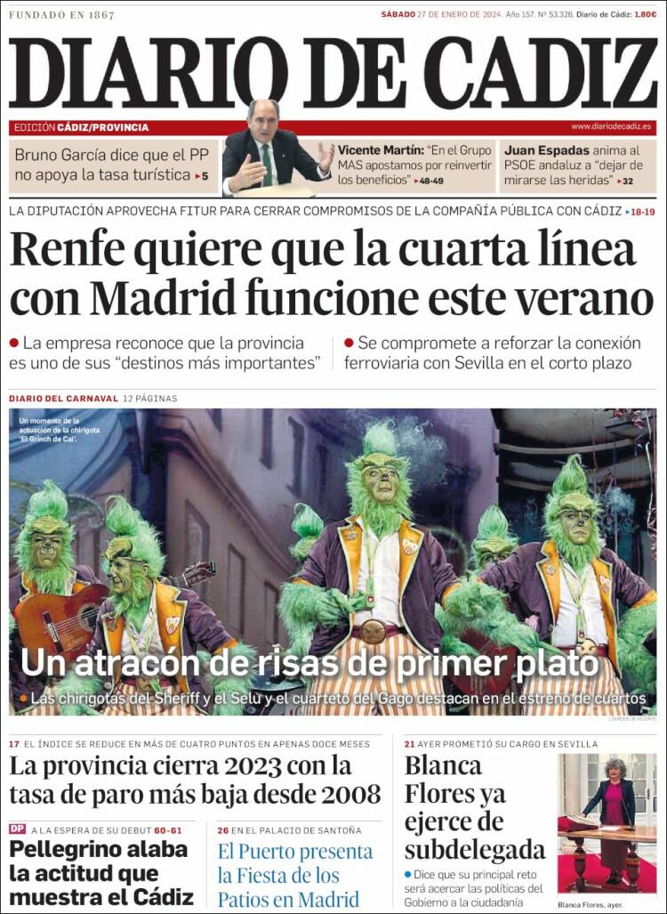 Portada de Diario de Cádiz (España)