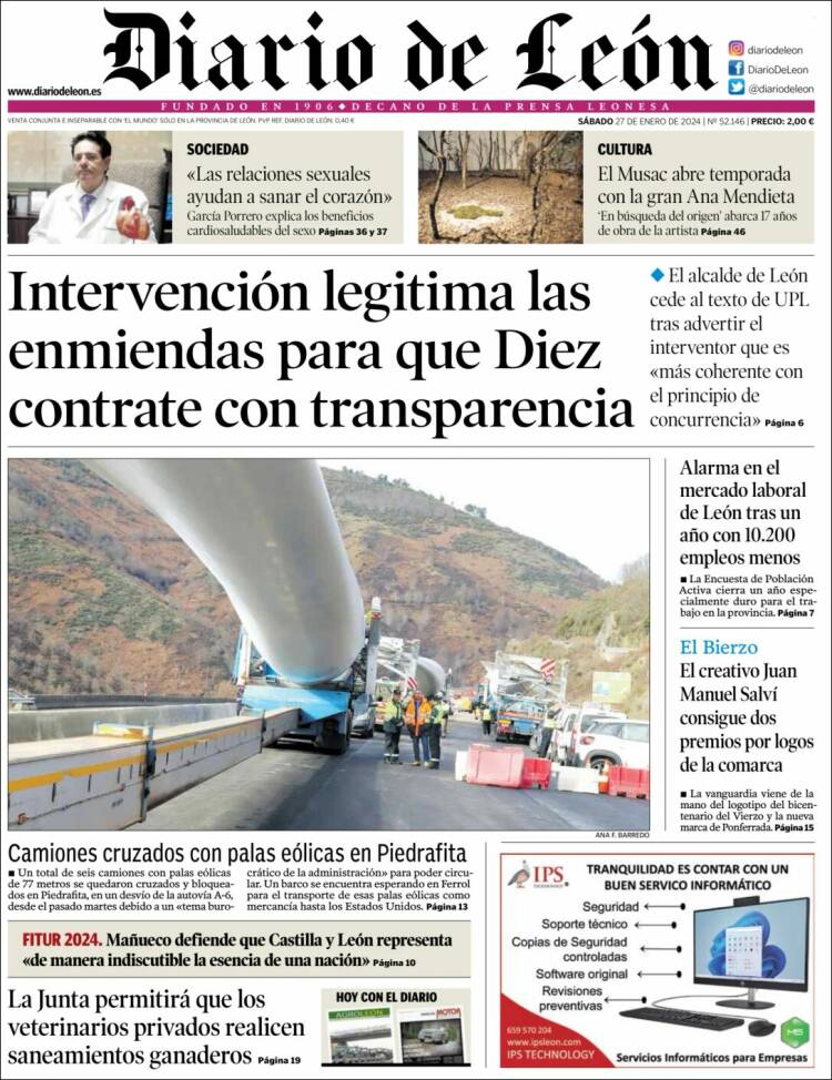 Portada de Diario de León (España)