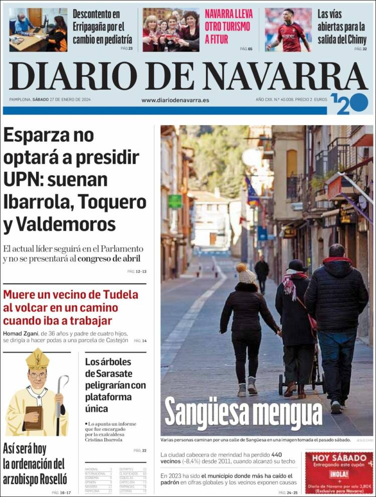 Portada de Diario de Navarra (España)