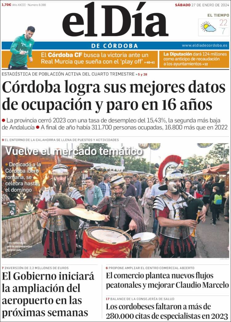 Portada de El Día de Córdoba (España)