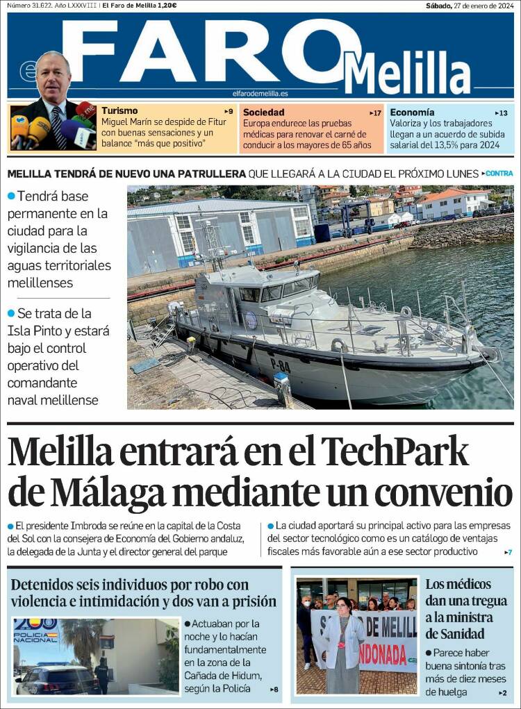 Portada de El Faro de Melilla (España)