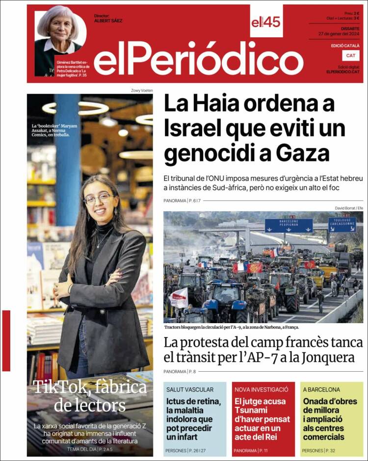 Portada de El Periódico de Catalunya (España)