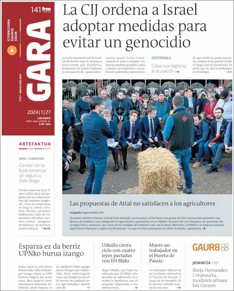 Portada de Gara (España)