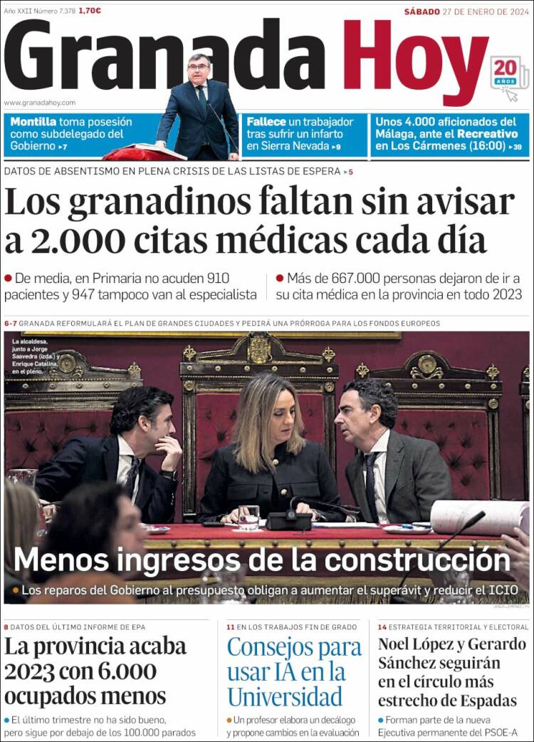 Portada de Granada Hoy (España)