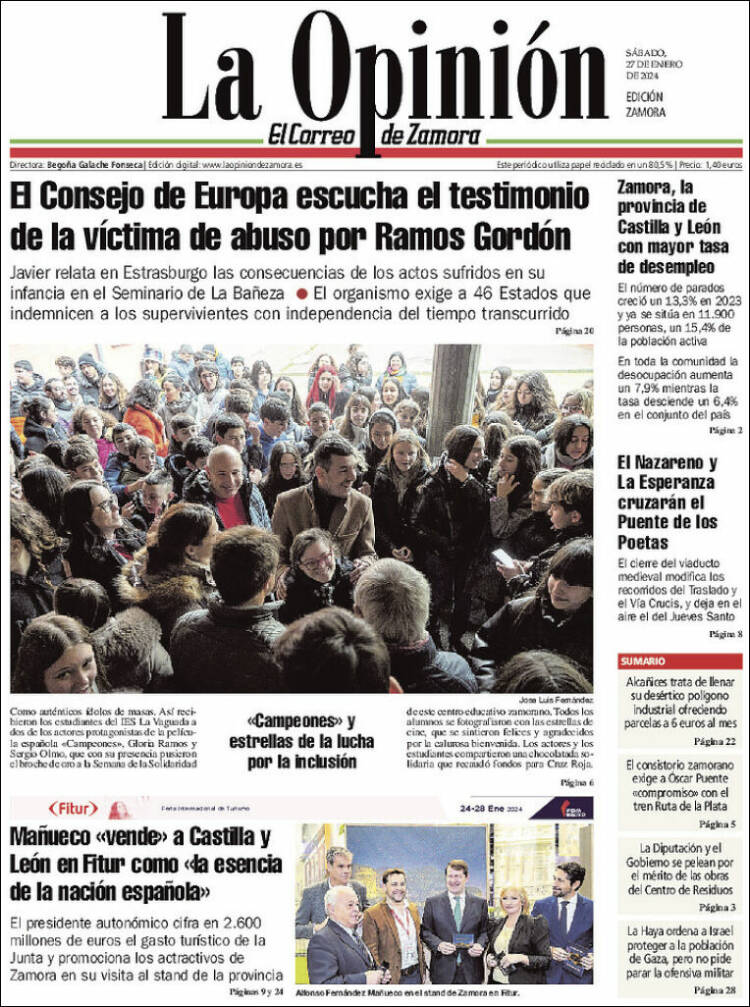 Portada de La Opinión - El Correo de Zamora (España)