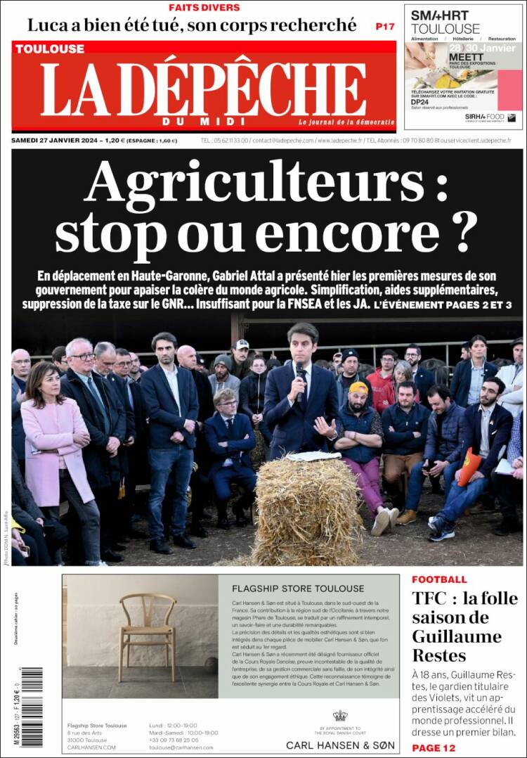 Portada de La Dépêche du Midi (Francia)