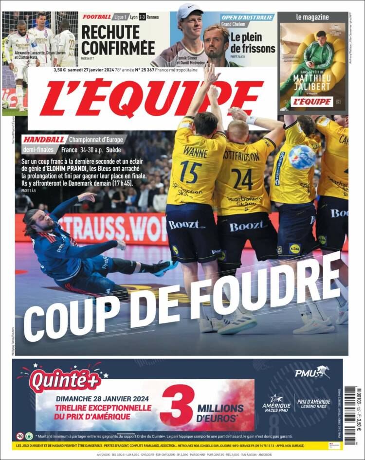Portada de L'Equipe (Francia)